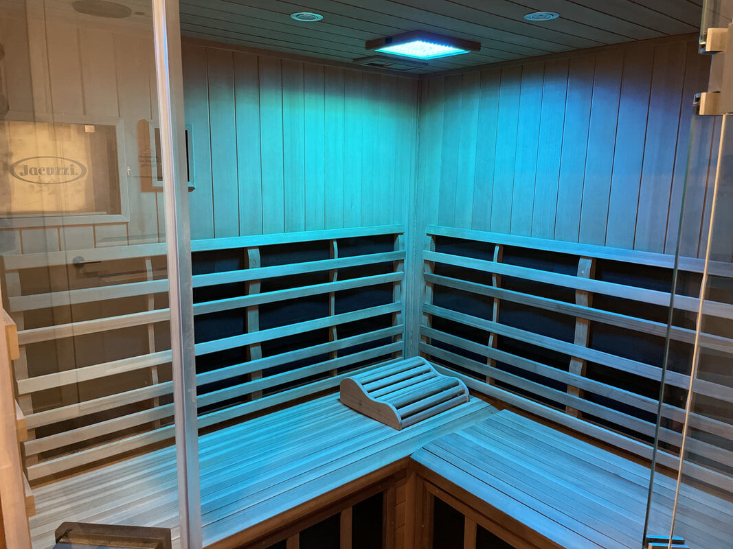 The infrared sauna room at HERO Health Spa